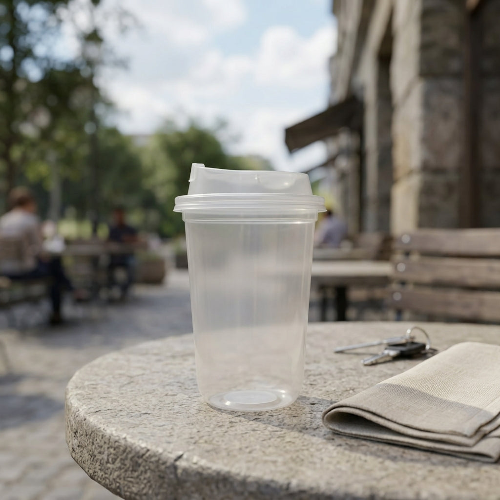 16oz U-Shape Glass with Sipper Flap Lid