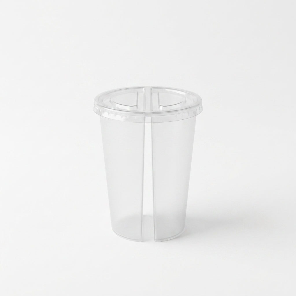 2 Compartment Glass 500ml with flat lid