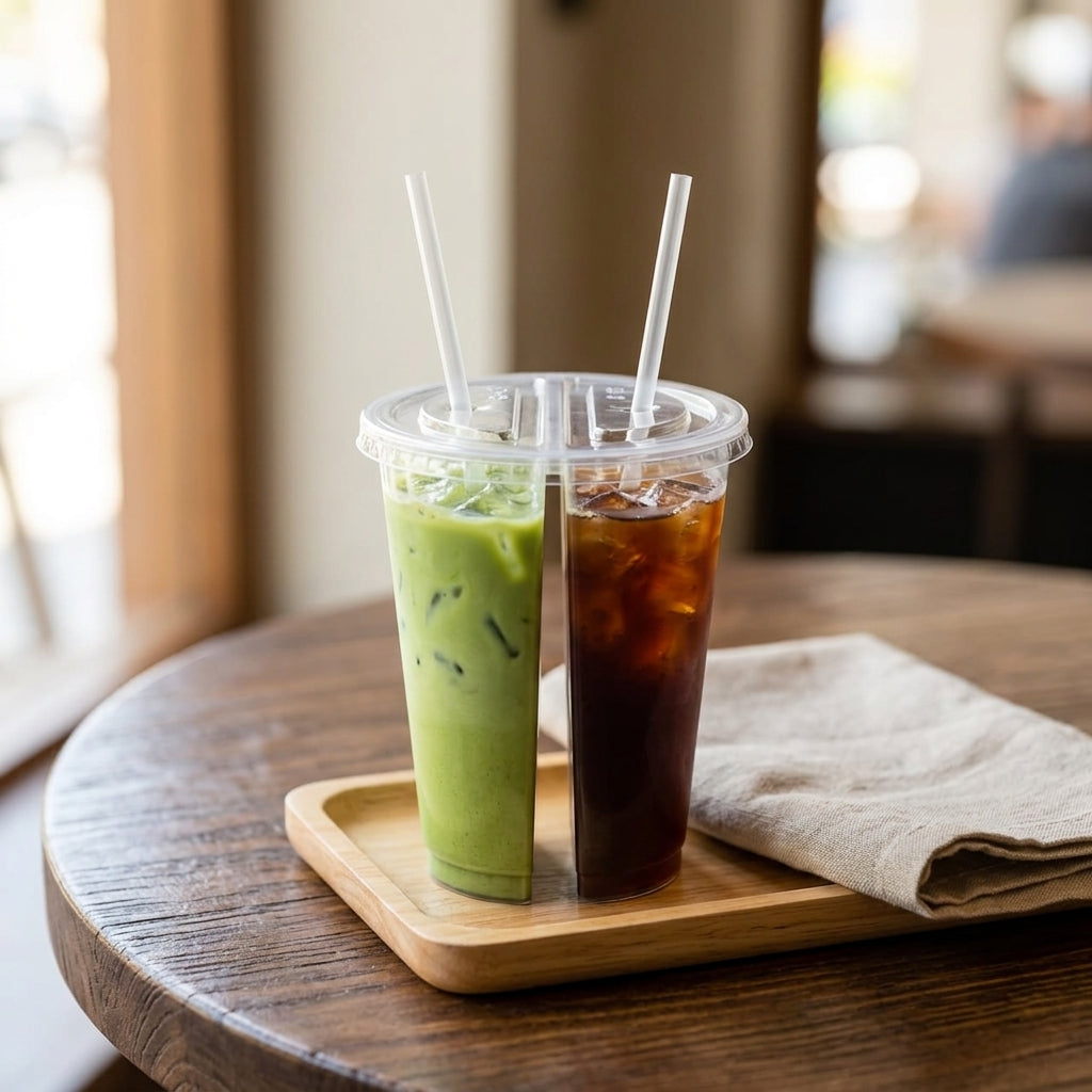 2 Compartment Glass 500ml with flat lid