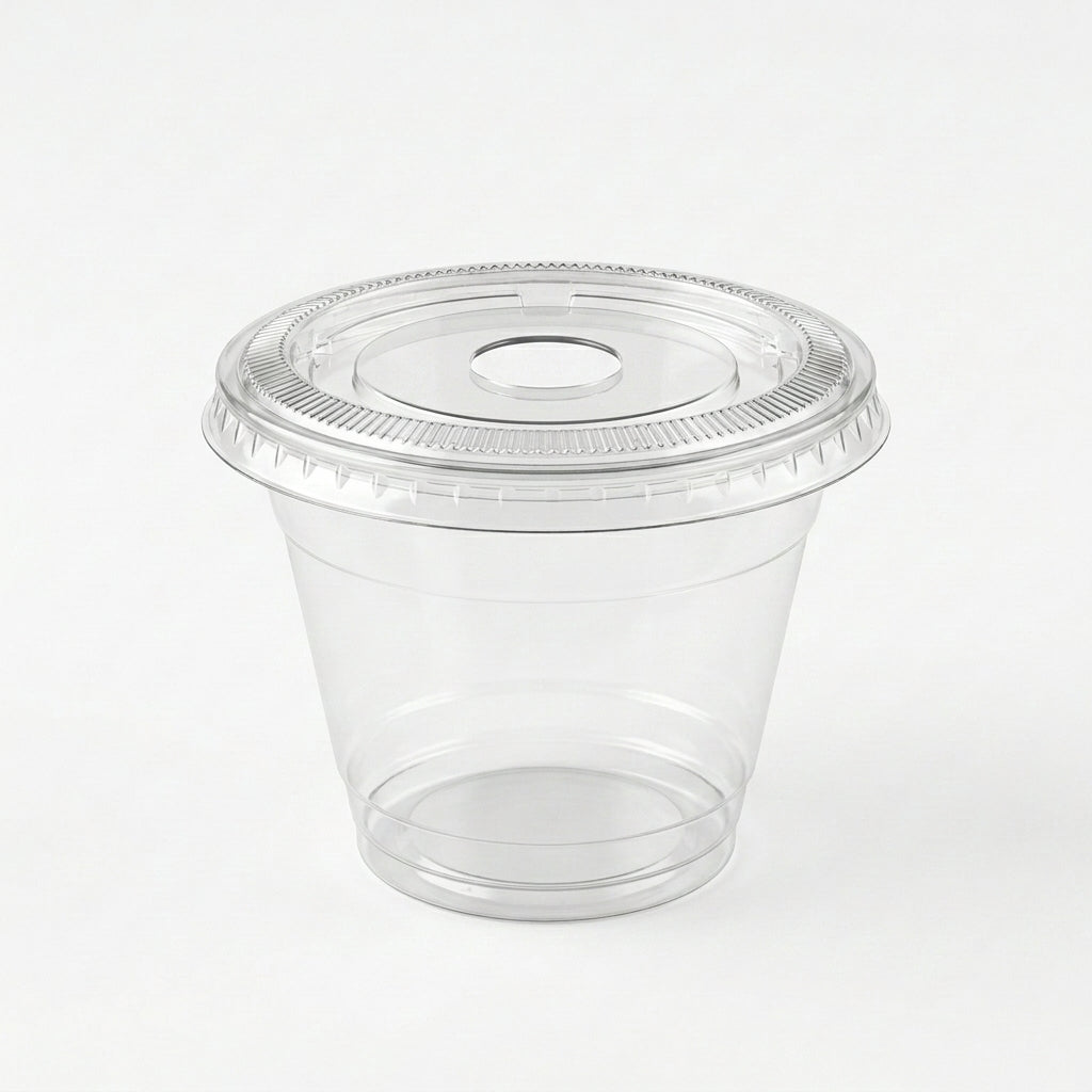 9oz PET Glass with Flat Lid