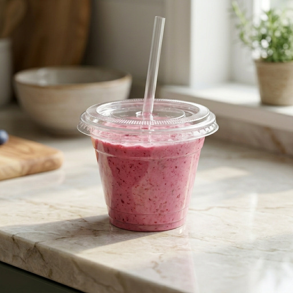 9oz PET Glass with Flat Lid
