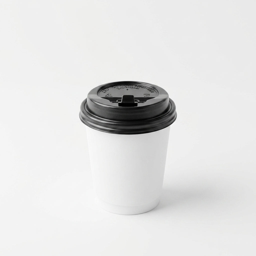 8oz Double Wall White Plain Paper Cup with Lid