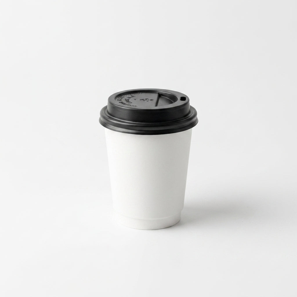 6oz Double Wall White Plain Paper Cup with Lid