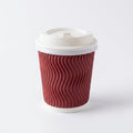 8oz Ripple Red Paper Cup with Lid