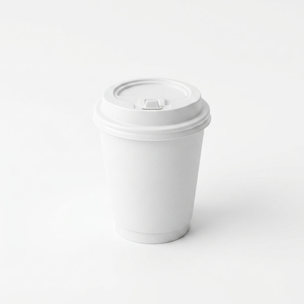 8oz Double Wall White Plain Paper Cup with Lid