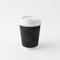 8oz Ripple Black Paper Cup with Lid