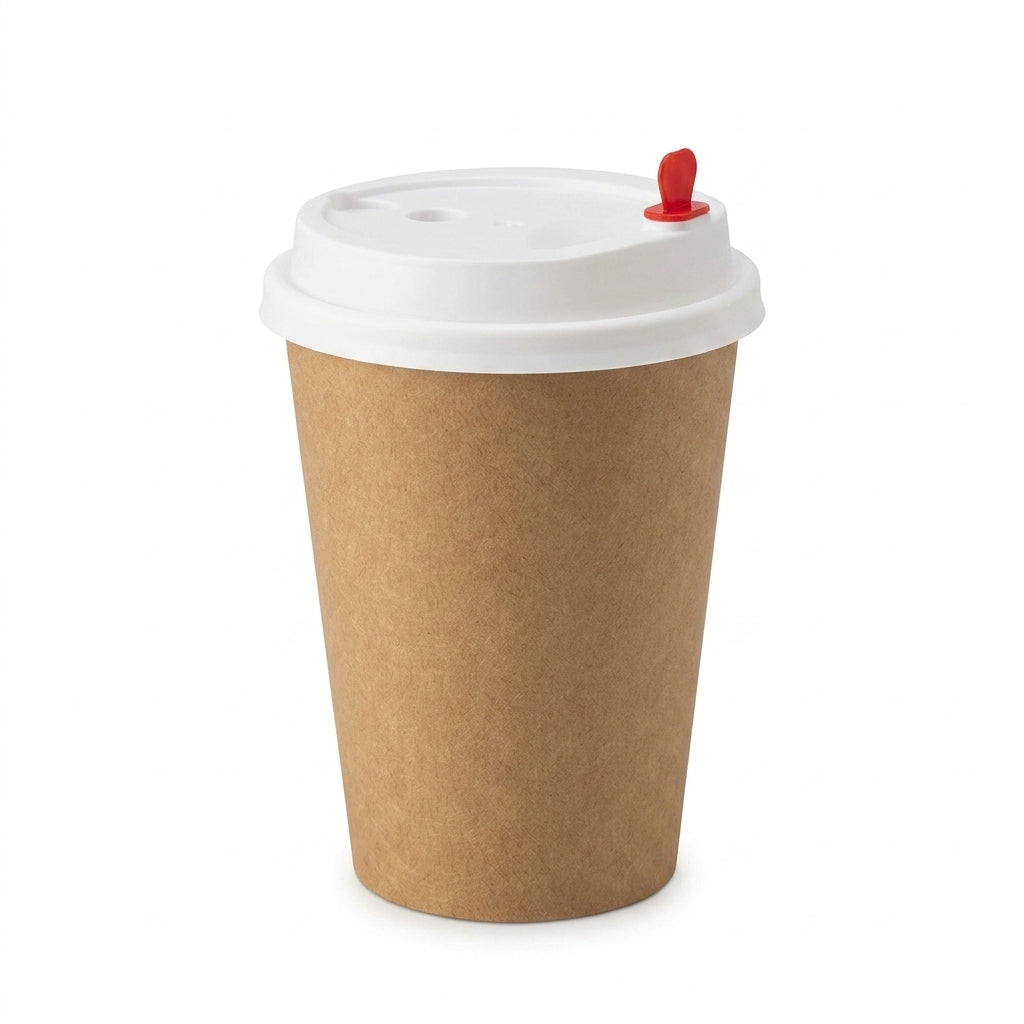 12oz Double Wall Brown Kraft Plain Paper Cup with Lid