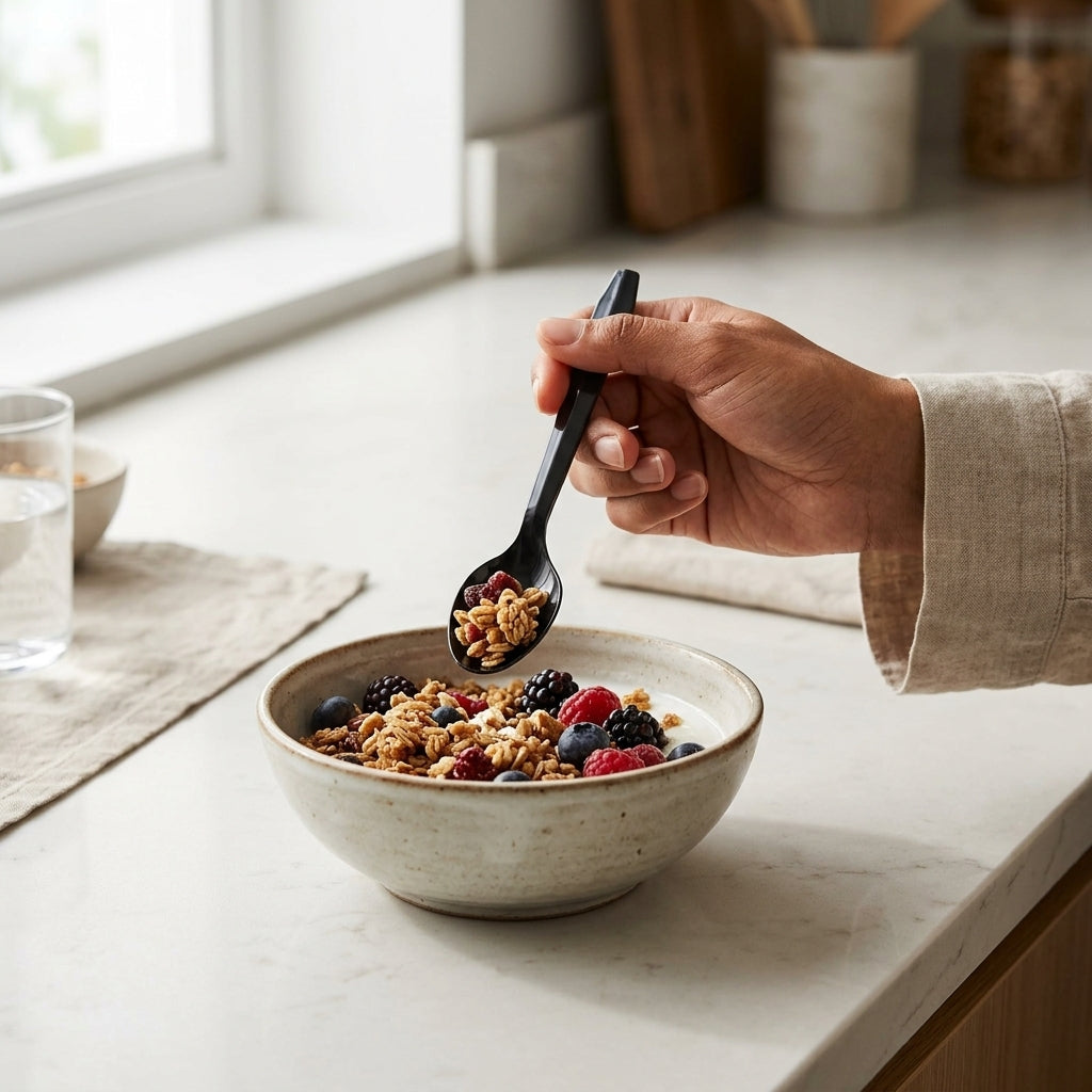 Black Plastic Spoon