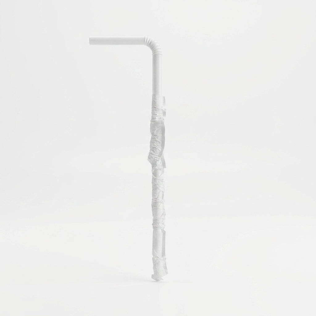 6mm White Bend Plastic Straw with Wrap