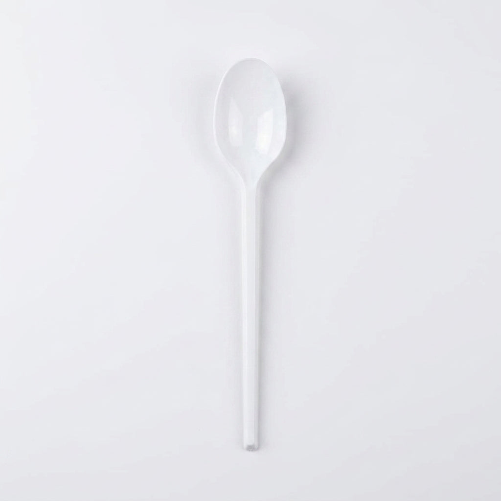 Long Handle White Plastic Spoon