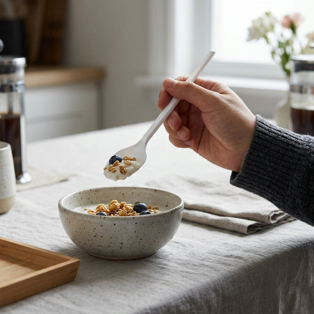 Long Handle White Plastic Spoon