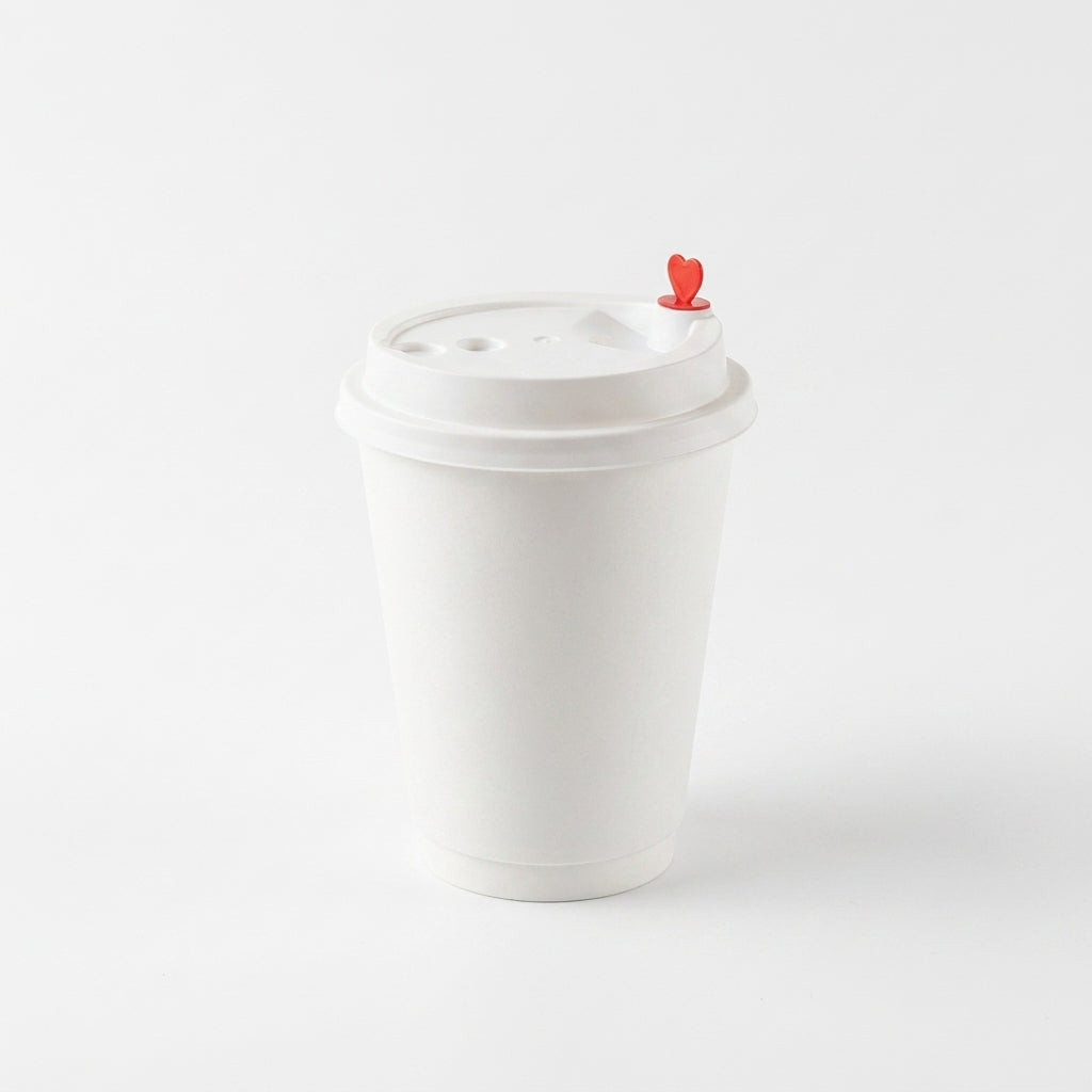 12oz Double Wall White Plain Paper Cup with Lid