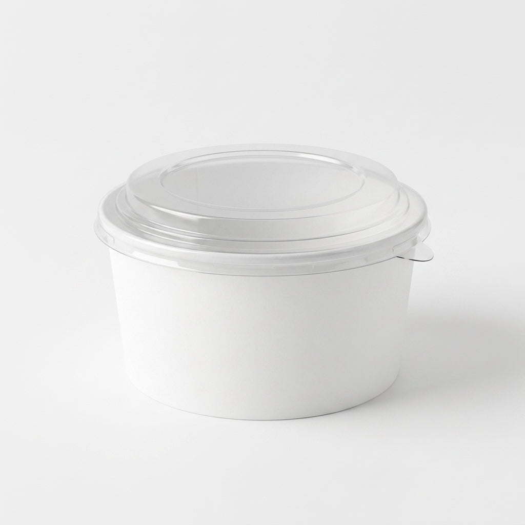 1000ml White Paper Bowl with Lid Eco-Friendly