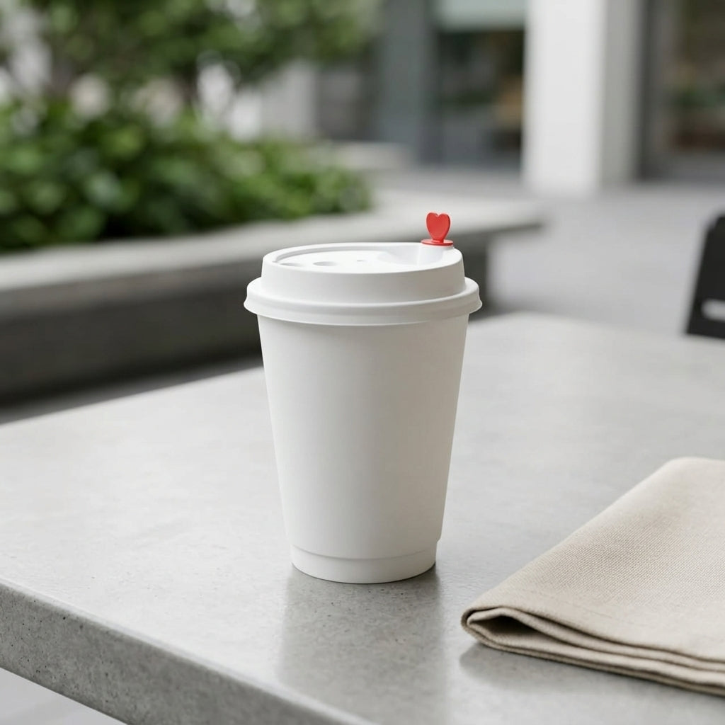 12oz Double Wall White Plain Paper Cup with Lid