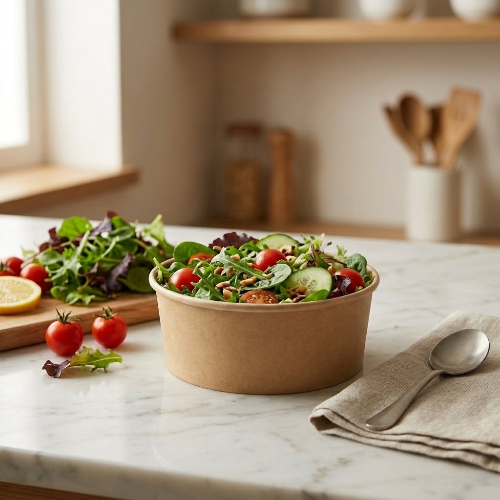 500ml Kraft Paper Bowl with Lid Eco-Friendly