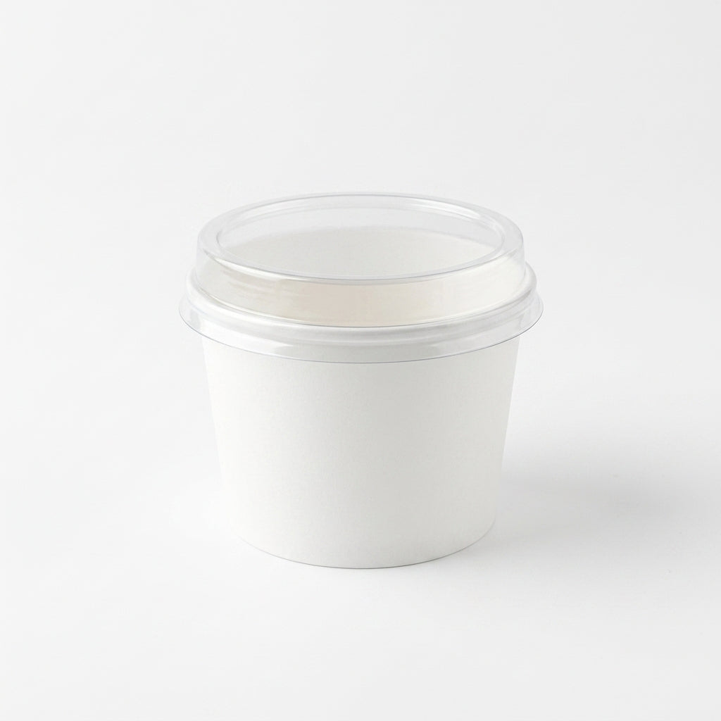 400ml White Paper Bowl with Lid