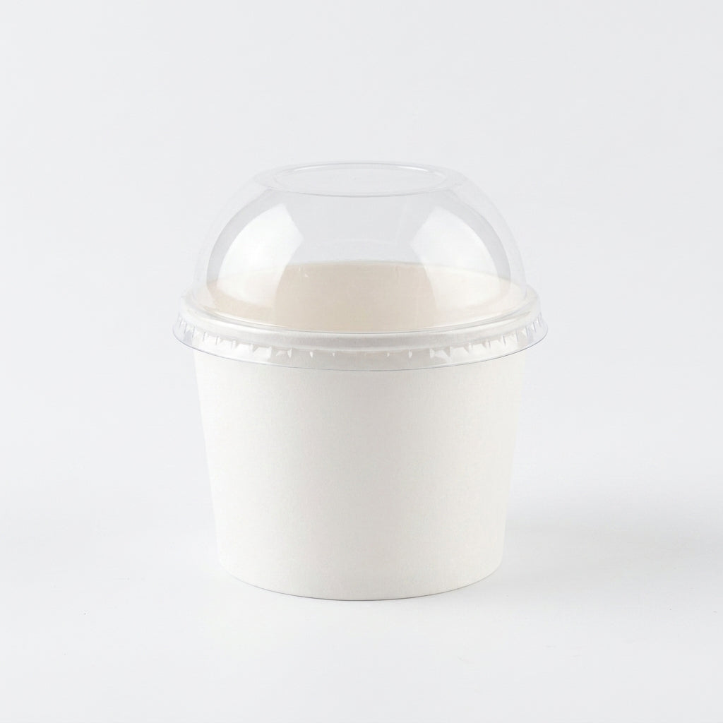 300ml White Paper Bowl with Lid