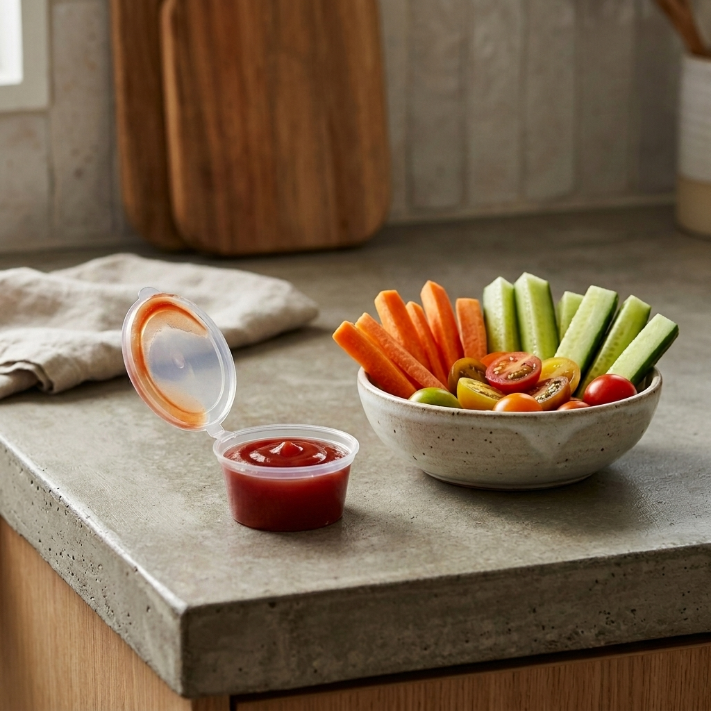 2oz Sauce Cup with Attached Lid